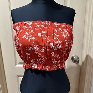 red floral tube top